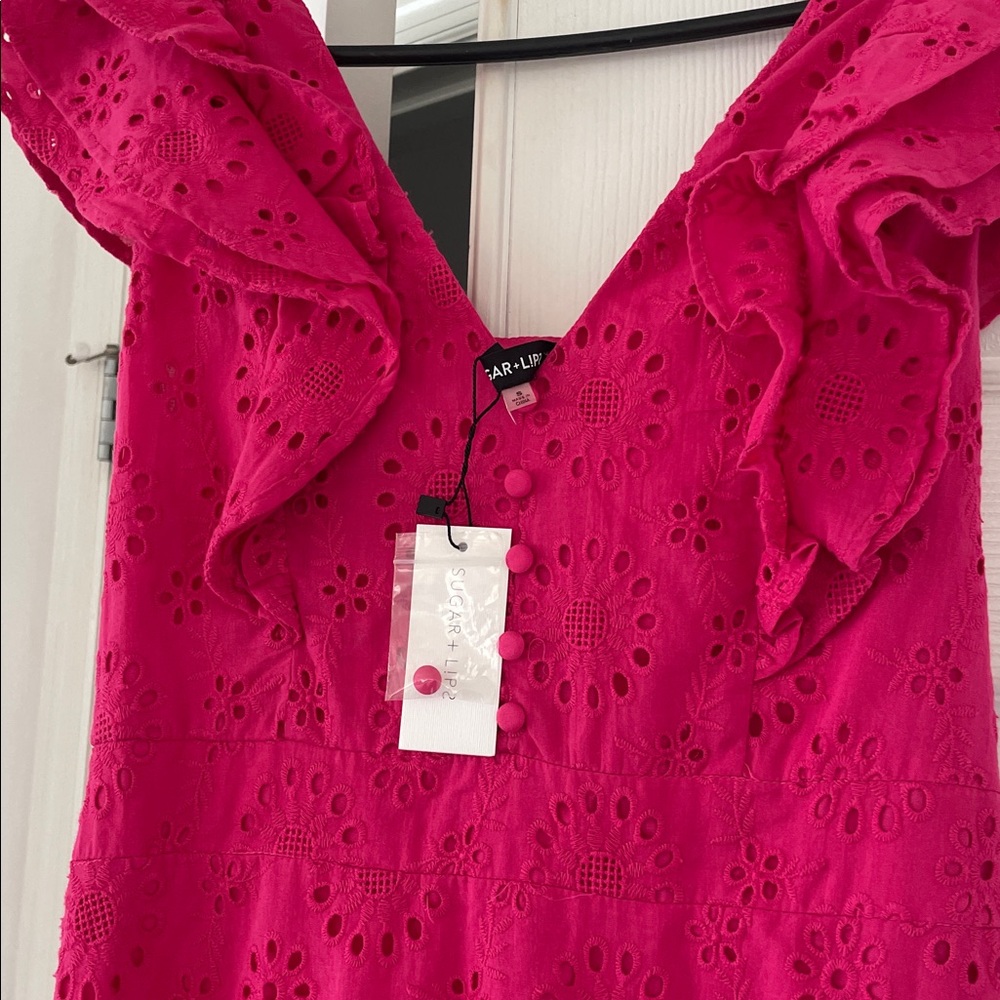Pink Eyelet Ruffle Dress - Picture 3 of 4
